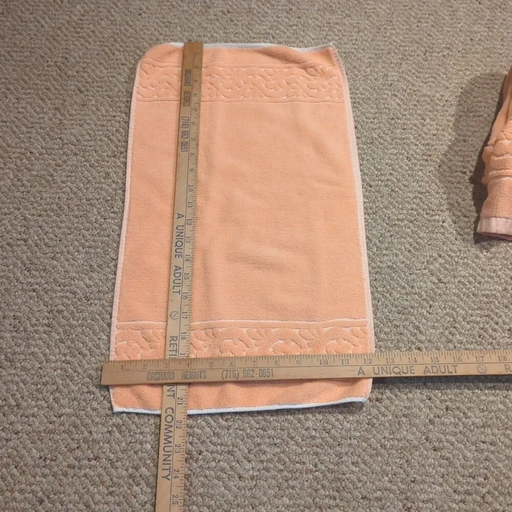 Vintage Bassetti Towel Set Peach Cotton Scroll Two Body Two Hand MCM